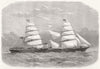 SHIPS. The Liverpool and New York packet-ship Manhattan 1856 old antique print
