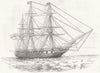 ROYALTY. The Queen East Indiaman 1842 old antique vintage print picture