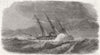 GREECE. The Princess Royal steam-ship in a Storm off Crete 1858 old print