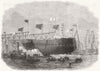 DURHAM. Launch of H M S Triumph at Jarrow-on-Tyne 1870 old antique print