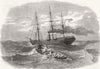 GREECE. Picking up a man overboard P&O company's ship Crete Red Sea 1861 print