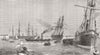 EGYPT. 1st transport ships at Port Said with Indian Troops 1878 old print
