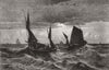 FISHING. Herring Fishing in the Channel 1872 old antique vintage print picture
