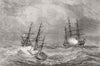 SCILLY. HMS Immortalite firing at a water-logged Timber ship Isles 1873 print