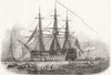 KINGS. H M S the St Vincent, 120-Sir Charles Napier 1847 old antique print