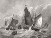 FOOD. The Oyster Boat 1869 old antique vintage print picture