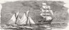 CORNWALL. Falmouth Tailors Boats racing to meet a Homeward bound vessel 1882