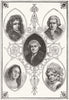 DRURY LANE CELEBRITIES. Betterton;Mrs Pritchard;Garrick;Macklin;Robinson c1880