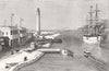 EGYPT. Lighthouse & Breakwater at entry of Suez Canal, Port Said 1882 print