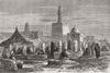 EGYPT. A Cemetery at Cairo, Visited by Mourners in the Bayram 1882 old print