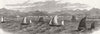 CHINA. Boats carrying officers to see the great wall of China 1881 old print