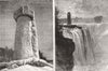 NIAGARA FALLS. Terrapin Pt Winter (blown up) ; Horseshoe Fall Rock 1873 print