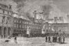PARIS. Burning of the Tuileries 1871 old antique vintage print picture