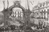 PANAMA. Inspection of canal works by de Lesseps-in cathedral place 1886 print