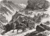 SWITZERLAND. The Winter post crossing Mount St Gothard 1862 old antique print