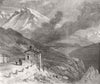 FRANCE. railway over The Alps-peak of Mont Cenis & lake 1869 old antique print