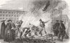 SPAIN. Burning of body Merino gate Bilbao Madrid 1852 old antique print