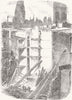 LONDON. Remains of collapsed hosue in Gracechirch Street c1870 old print