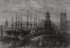 The war: North German Lloyd's steamers laid up in Bremen harbour 1870 print