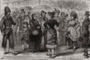 Masquerading market folk. Opening of the Southport Market Hall, Lancs 1881