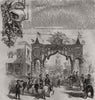 Queen Victoria's entrance into Coburg. Bavaria 1845 old antique print picture