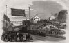 Arrival of the High Sheriff of Cheshire at the Mottram station 1855 old print