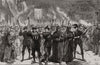 Torch procession at Wittenberg. Anniversary Luther fixing theses on church 1883