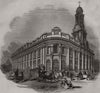 The new Royal Exchange - the east and south fronts. London 1844 old print