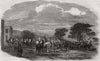 The meet at Croxton Park. Leicestershire 1853 old antique print picture