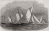 The Bristol Channel Regatta: the start for the 50 Guinea cup 1856 old print
