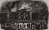 Burning of the Jersey Theatre. Channel Islands 1863 old antique print picture