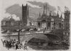 The arch at Victoria Bridge over the Irwell. Lancashire 1851 old antique print