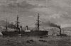 French Transatlantic Co's steamship Amerique towed into Plymouth. Devon 1874