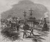 Railway blockade at Clifton Station, near Manchester 1849 old antique print