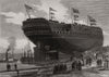 Launch of H. M. S. Nelson at Govan, near Glasgow. Scotland 1876 old print