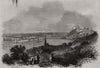 Queen Victoria passing Koblenz. Germany 1845 old antique vintage print picture