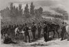 The war: Prussian lancers during a halt. Germany 1870 old antique print
