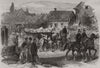 Fine Arts. The war: Prussian lancers bringing in provisions. Germany 1870