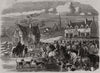 Opening meet of the Quorn Hounds at Kirby Gate, Leicestershire 1863 old print