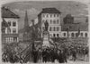Inauguration of the statue of Teniers at Antwerp. Belgium 1867 old print