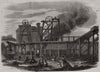 The Page Bank Colliery - pit on fire. Durham 1858 old antique print picture