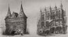 Holstein Thor; the Rath-Haus. Lubeck 1864 old antique vintage print picture