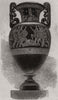 Staffordshire clay vase in the Etruscan style. SMALL 1848 old antique print