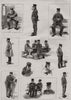Sketches at Chelsea Hospital: old pensioners. London 1890 antique print