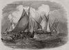 Oyster dredging in Whitstable Bay. Kent 1847 old antique vintage print picture