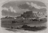 The town and fortress of Petrovaradin, on the Danube. Serbia 1860 old print
