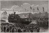 Opening the new dock gates at Ipswich. Suffolk 1881 old antique print picture