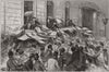 Death of Emperor Frederick. Free distribution of newspapers in Berlin 1888