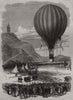 The war: defence of Paris - a captive balloon at Montmartre 1870 old print