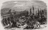 The Yarmouth herring fishery - return of the boats. Norfolk 1856 old print